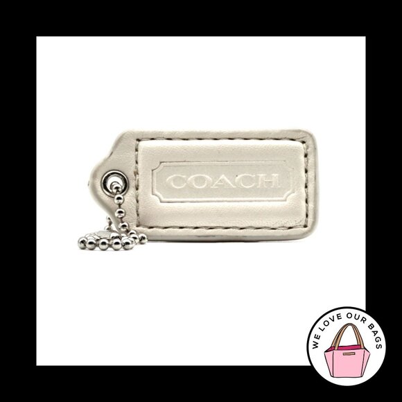 2" Medium COACH White Leather Nickel Key Fob Bag Charm Keychain Hang Tag - Picture 1 of 1